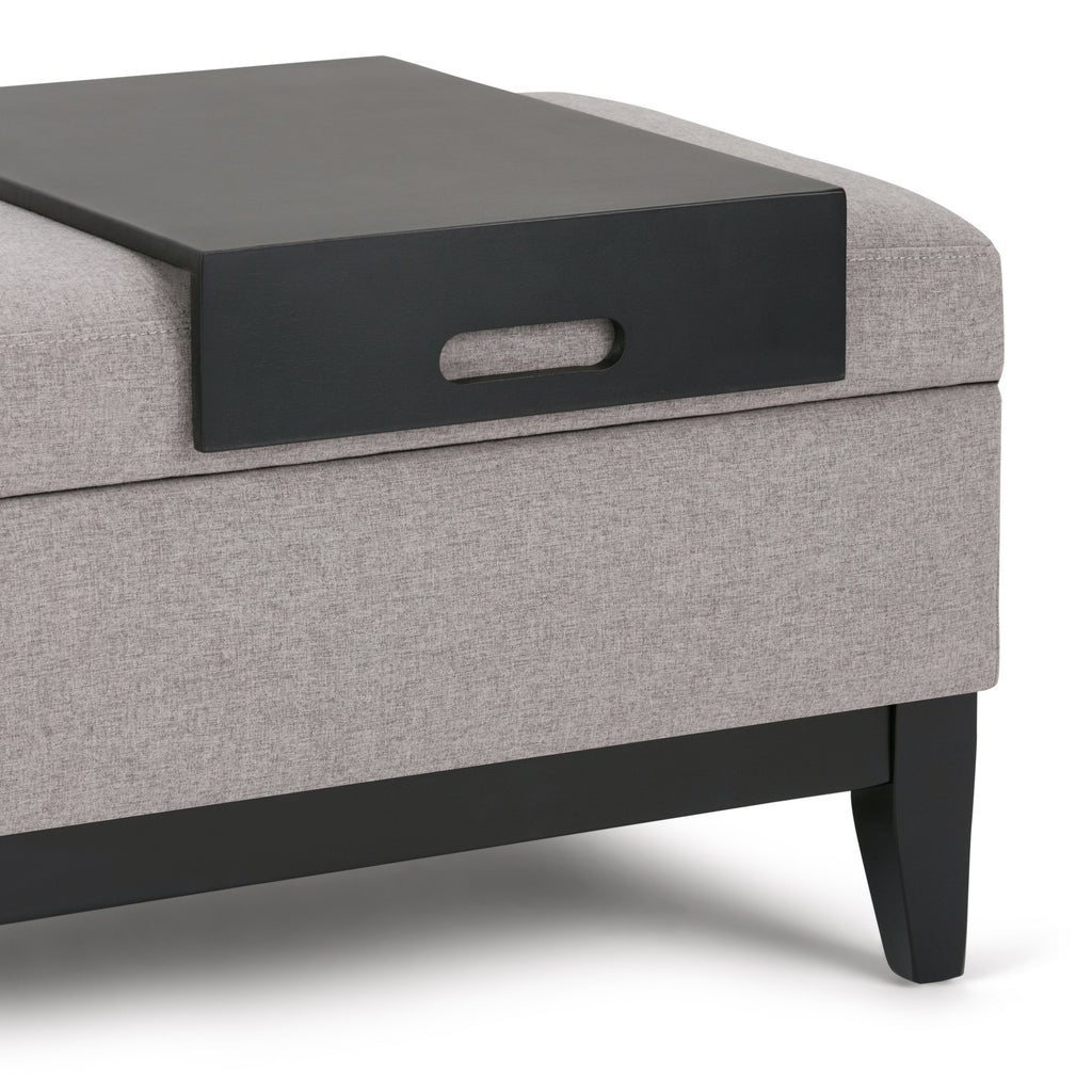 Oregon 42 Inch Wide Storage Ottoman Bench with Tray in Cloud