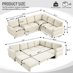118" L-Shaped Sofa Couch with Pull-Out Bed
