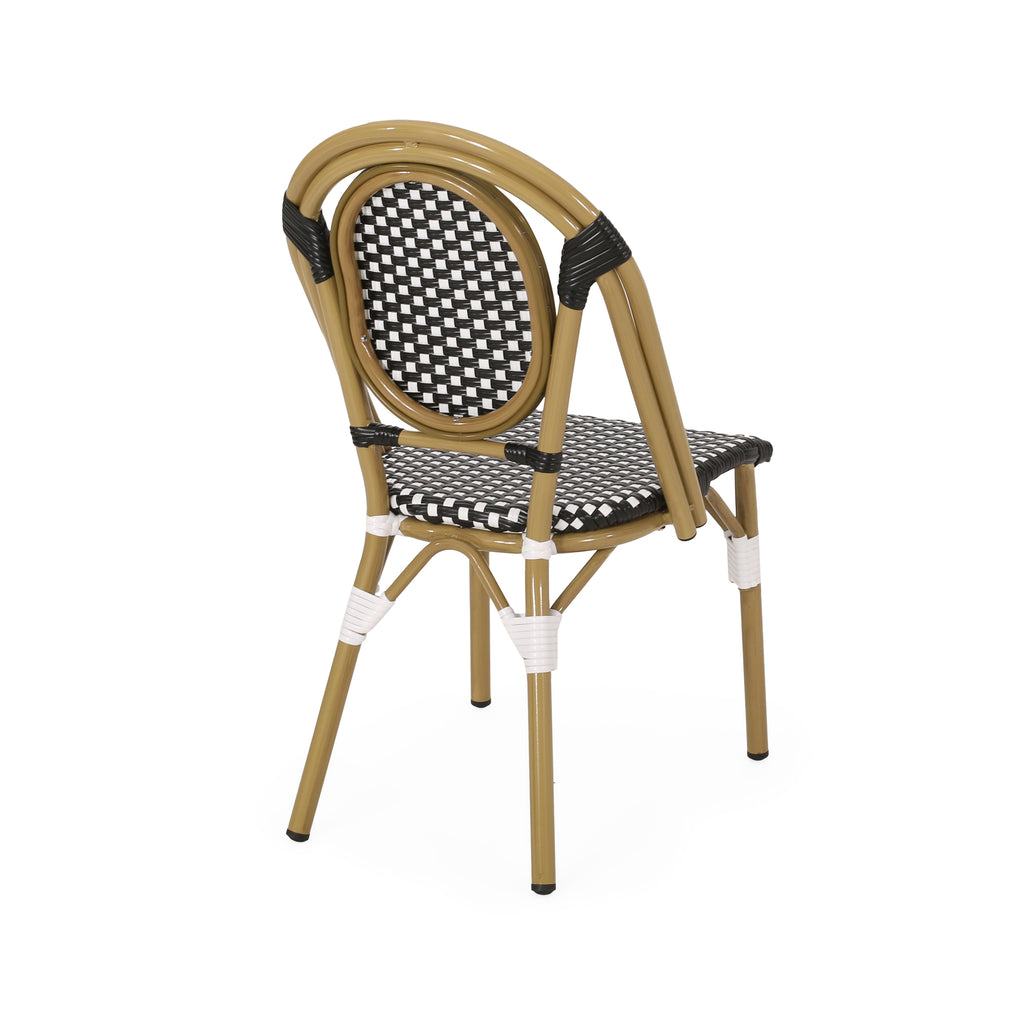 Outdoor PE Rattan and Aluminum French Bistro Chair Set of 2