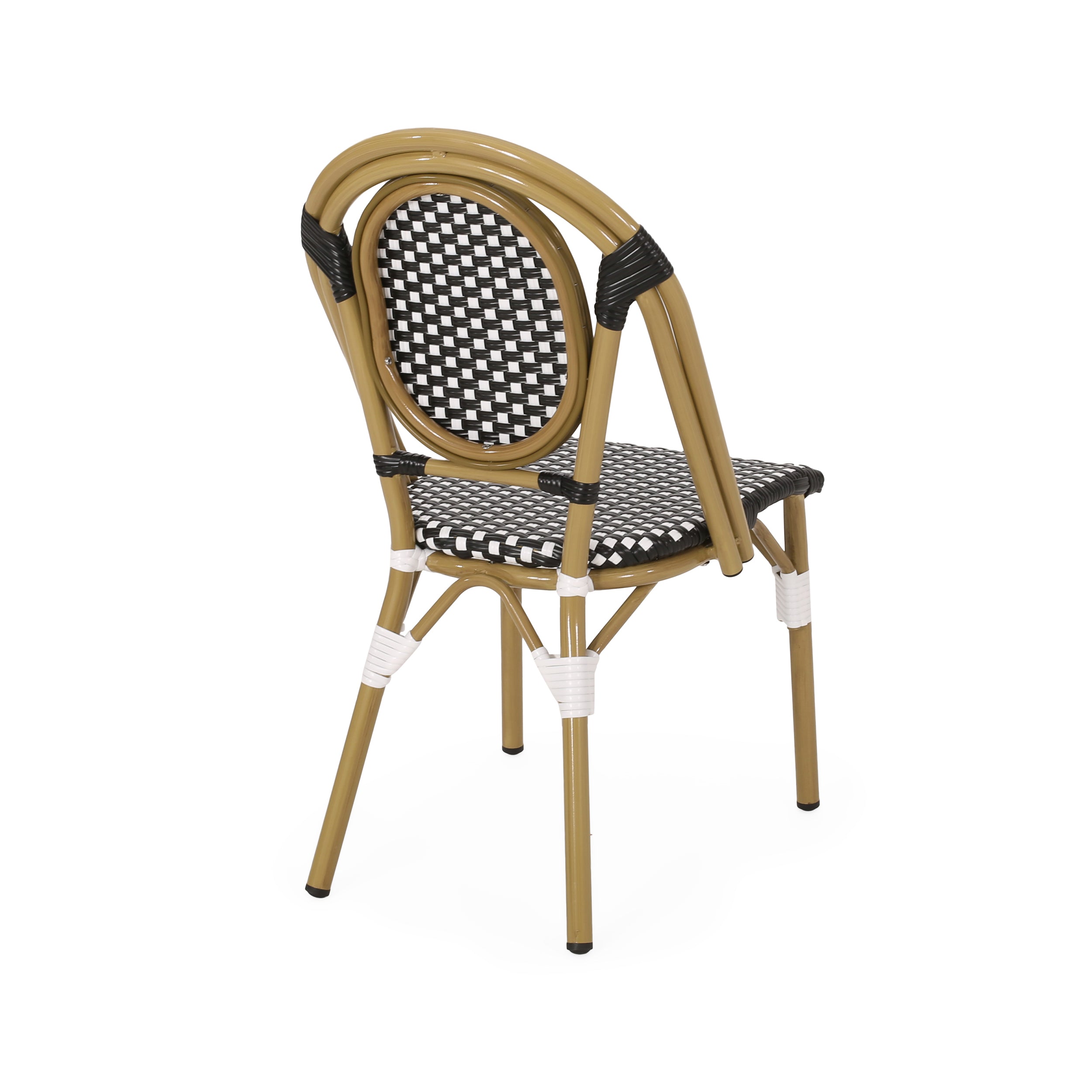 Outdoor PE Rattan and Aluminum French Bistro Chair Set of 2