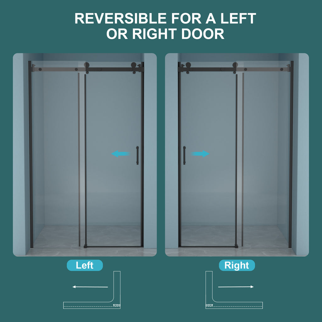 48"W x 76"H Single-Slide Shower Door - 8mm Tempered Glass