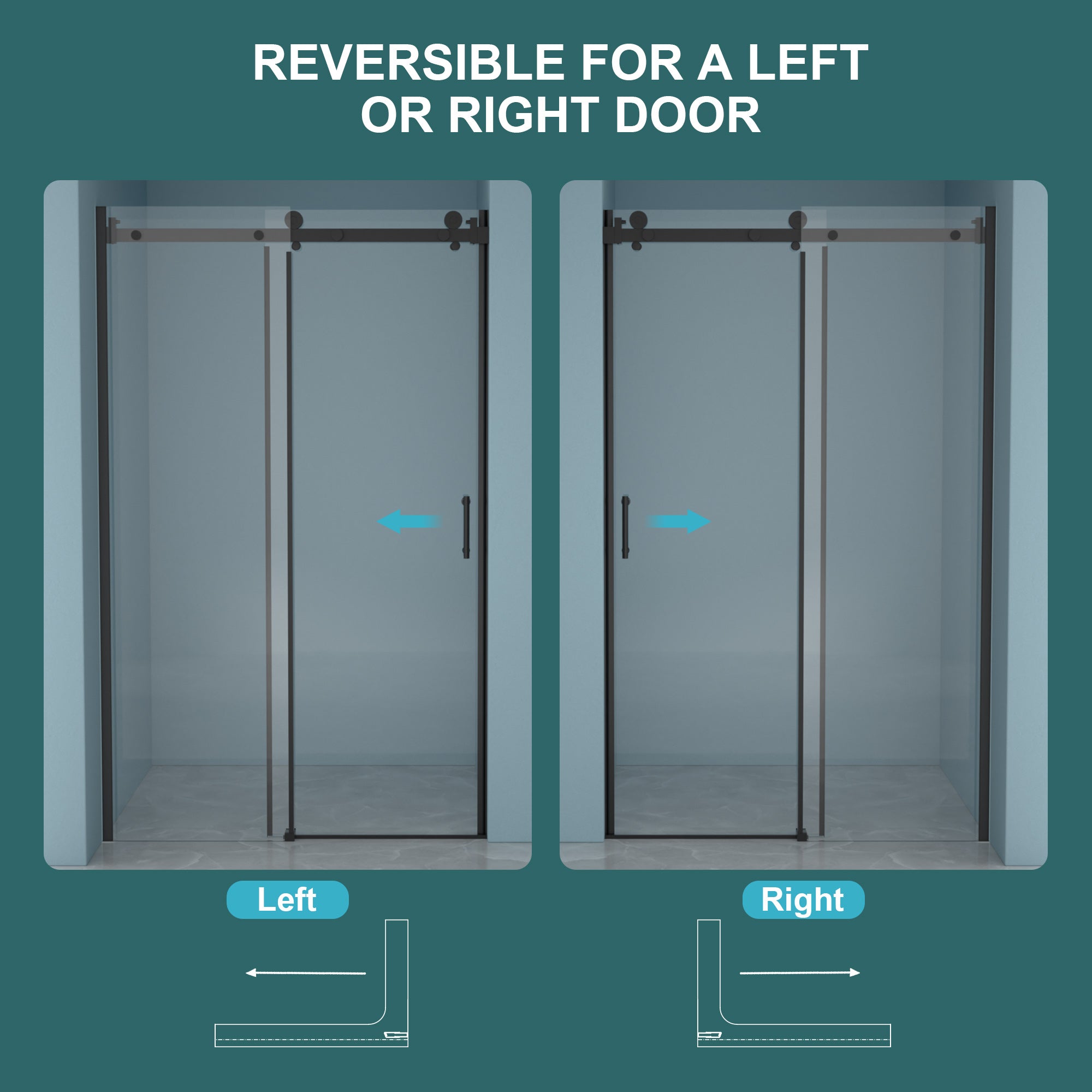 48"W x 76"H Single-Slide Shower Door - 8mm Tempered Glass