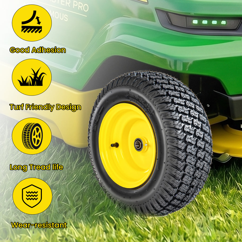 Set of 2 16x6.50-8 Lawn Mower Tires & Wheel Assembly