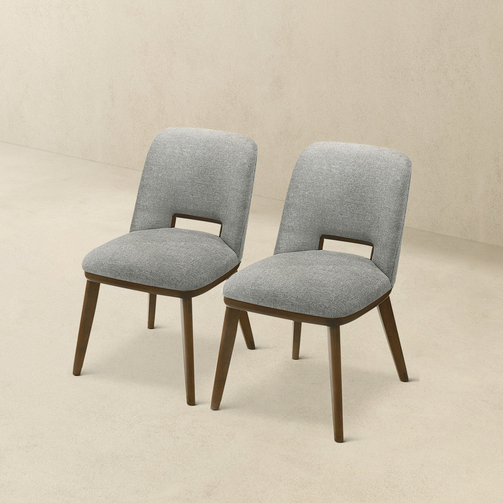 Blake Mid-Century Modern Light Grey Fabric Dining Chairs