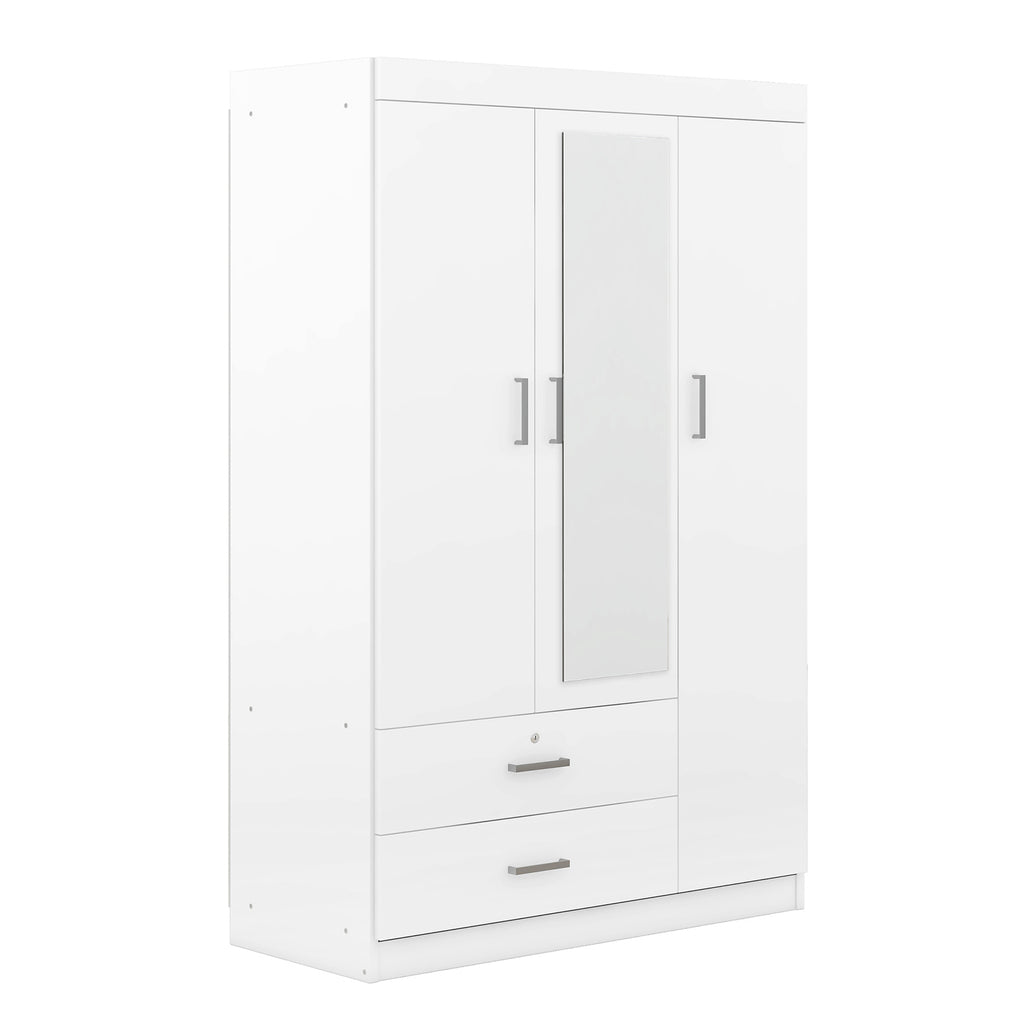 3-Door Mirror Wardrobe with Shelves