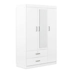 3-Door Mirror Wardrobe with Shelves