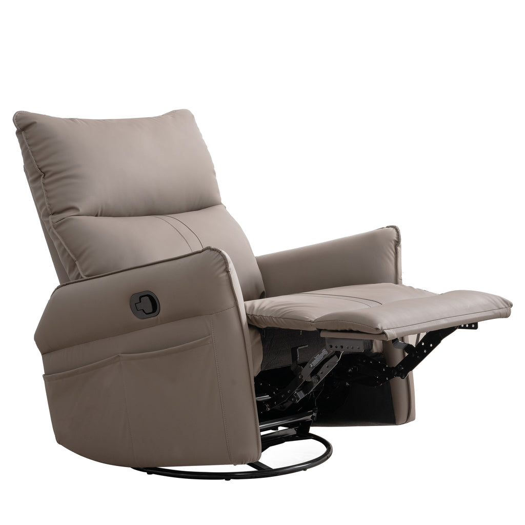 PU Rocking Recliner Chair with 360° Swivel