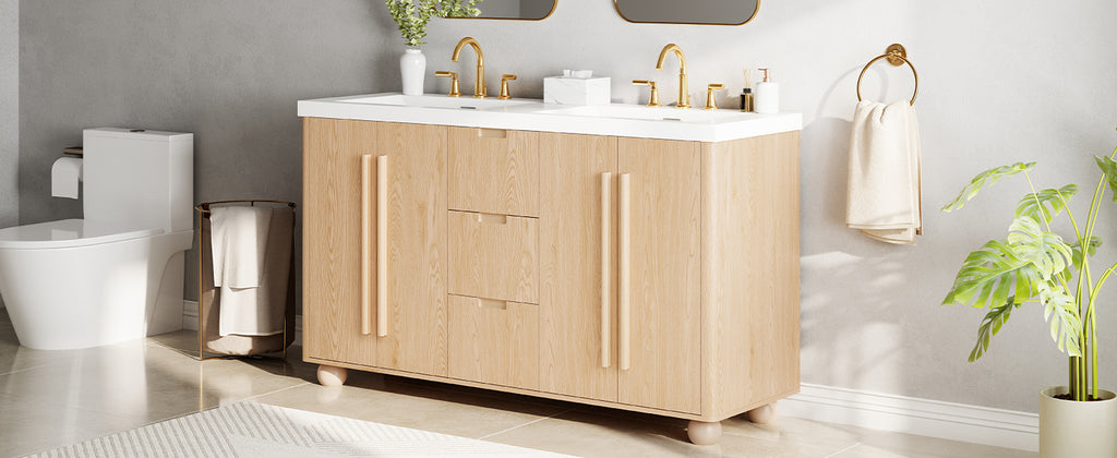 59.1" Double Sink Bathroom Vanity with Resin Sinks