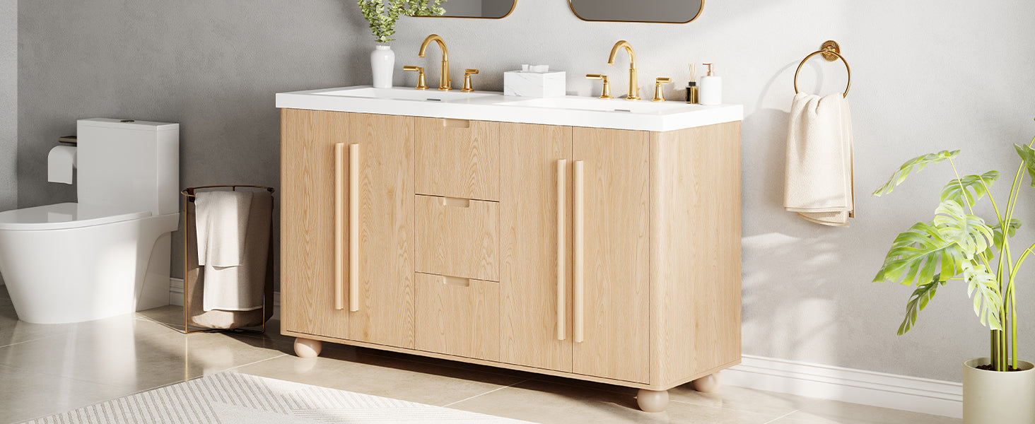 59.1" Double Sink Bathroom Vanity with Resin Sinks