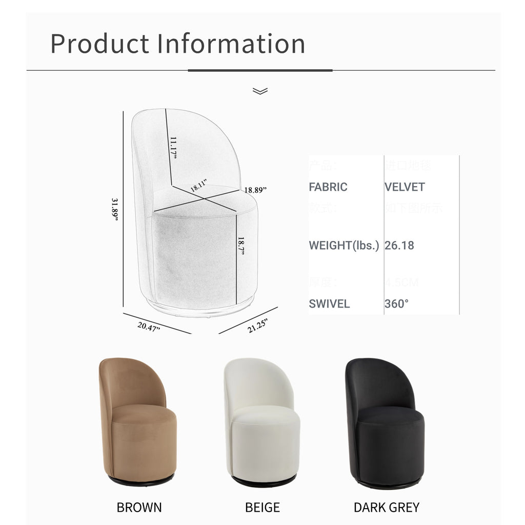 Set Of 1 Upholstered Kitchen & Dining Room Barrel Chair