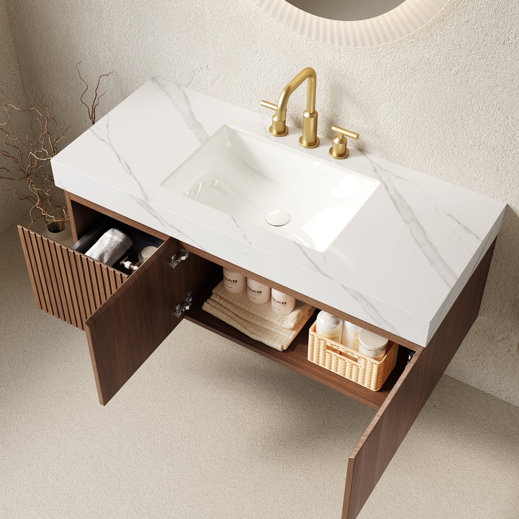 Muri 48" Bathroom Vanity & Sink, Floating Plywood Storage Cabinet