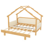 Twin Size Wood Treehouse Bed With Soft Cushion Rails
