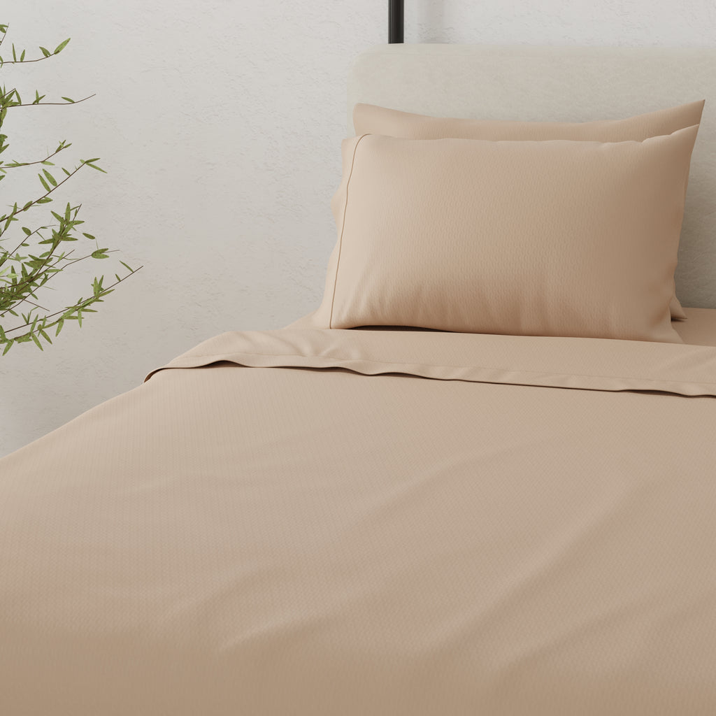 Omne Sleep 4-Piece Khaki Brushed Microfiber Twin Sheet Set
