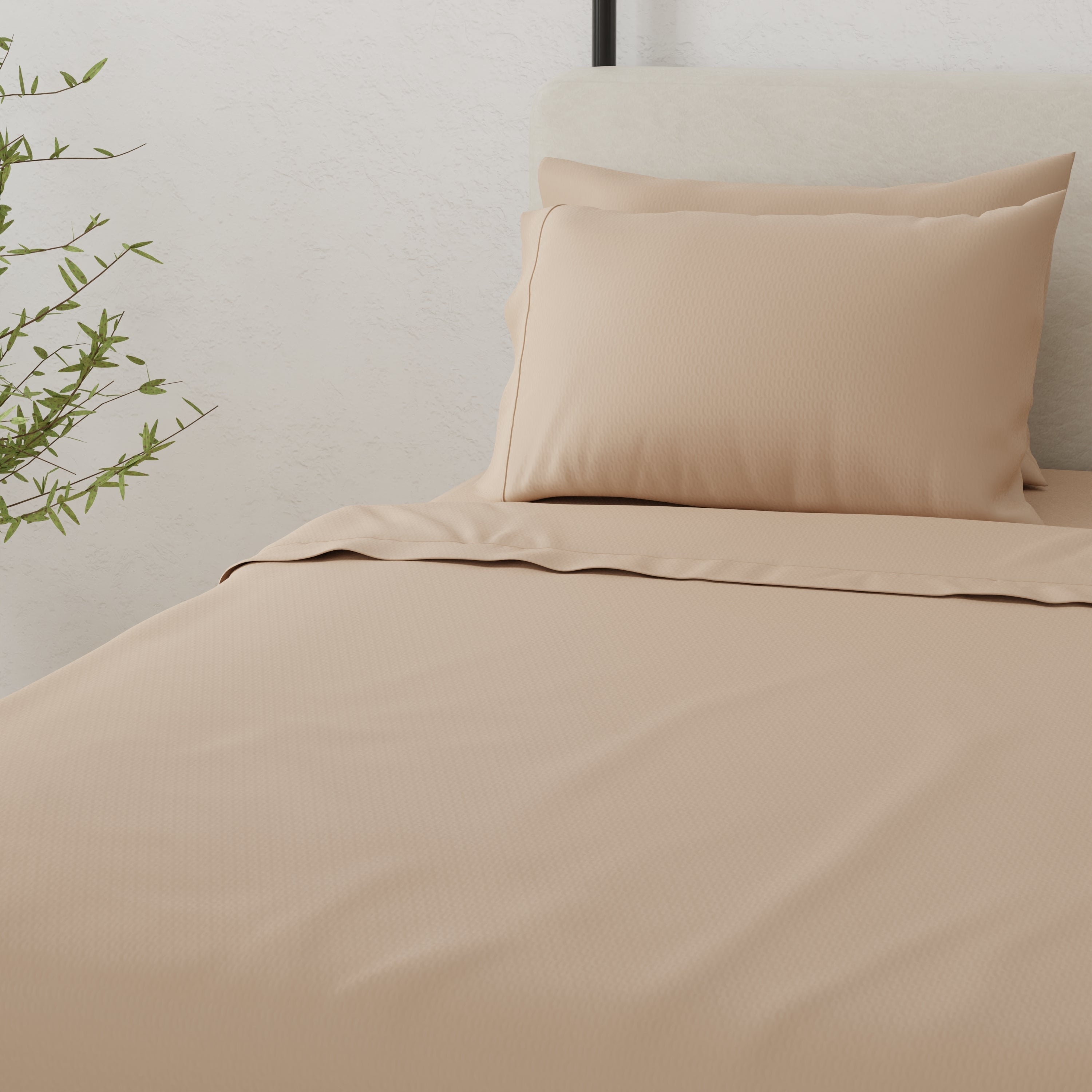 Omne Sleep 5-Piece Khaki Brushed Microfiber Split Queen Hypoallergenic Sheet Set
