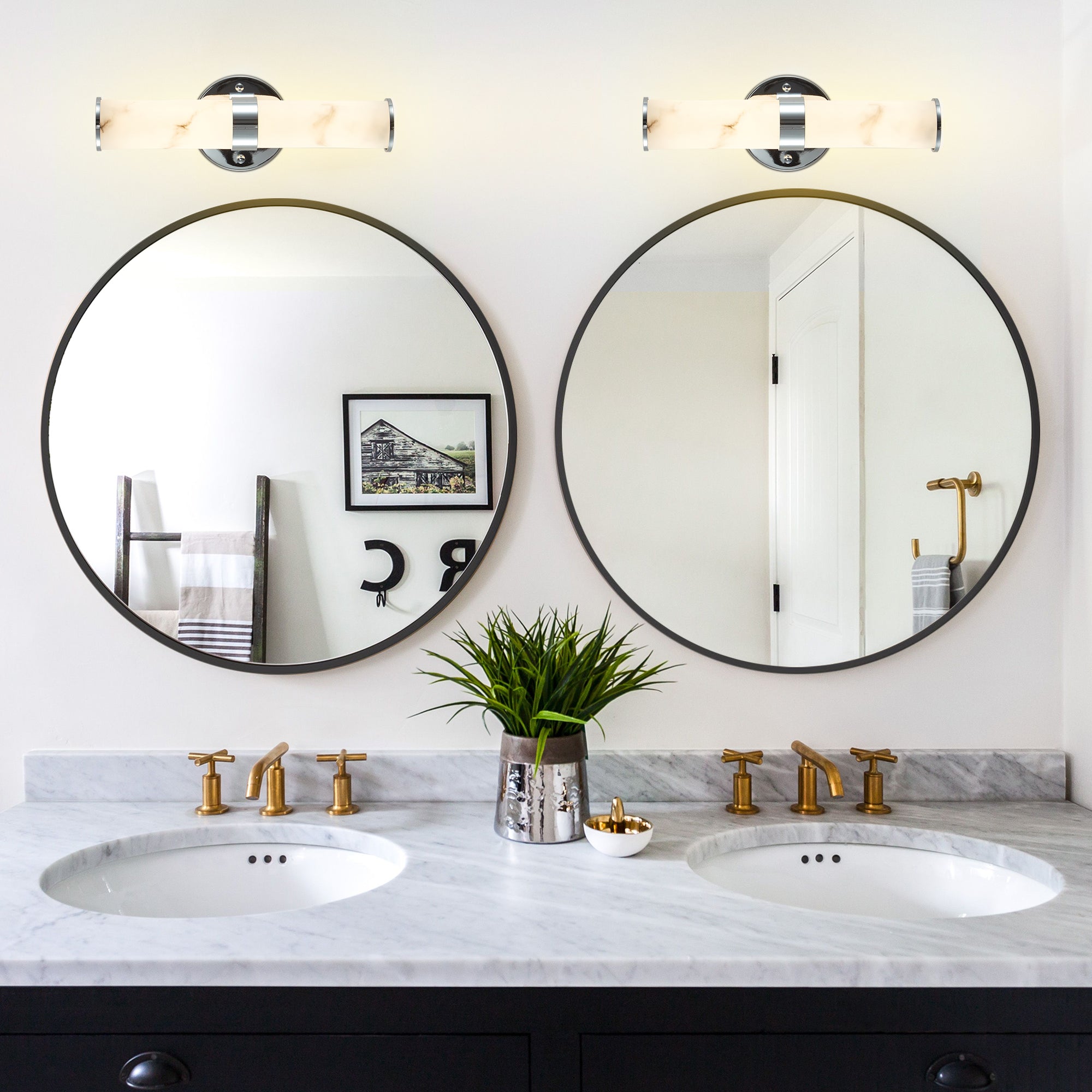 Resin Imitation Marble Wall Sconces Set of 2