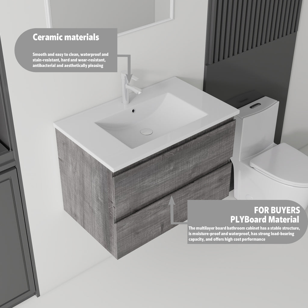 24 Inch Floating Bathroom Vanity with Sink