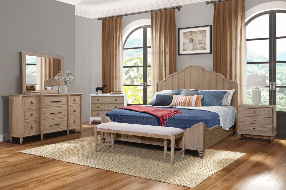 Queen Panel Bed in Unique Sand Finish