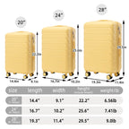 3-Piece ABS Spinner Wheel Luggage Set in Yellow