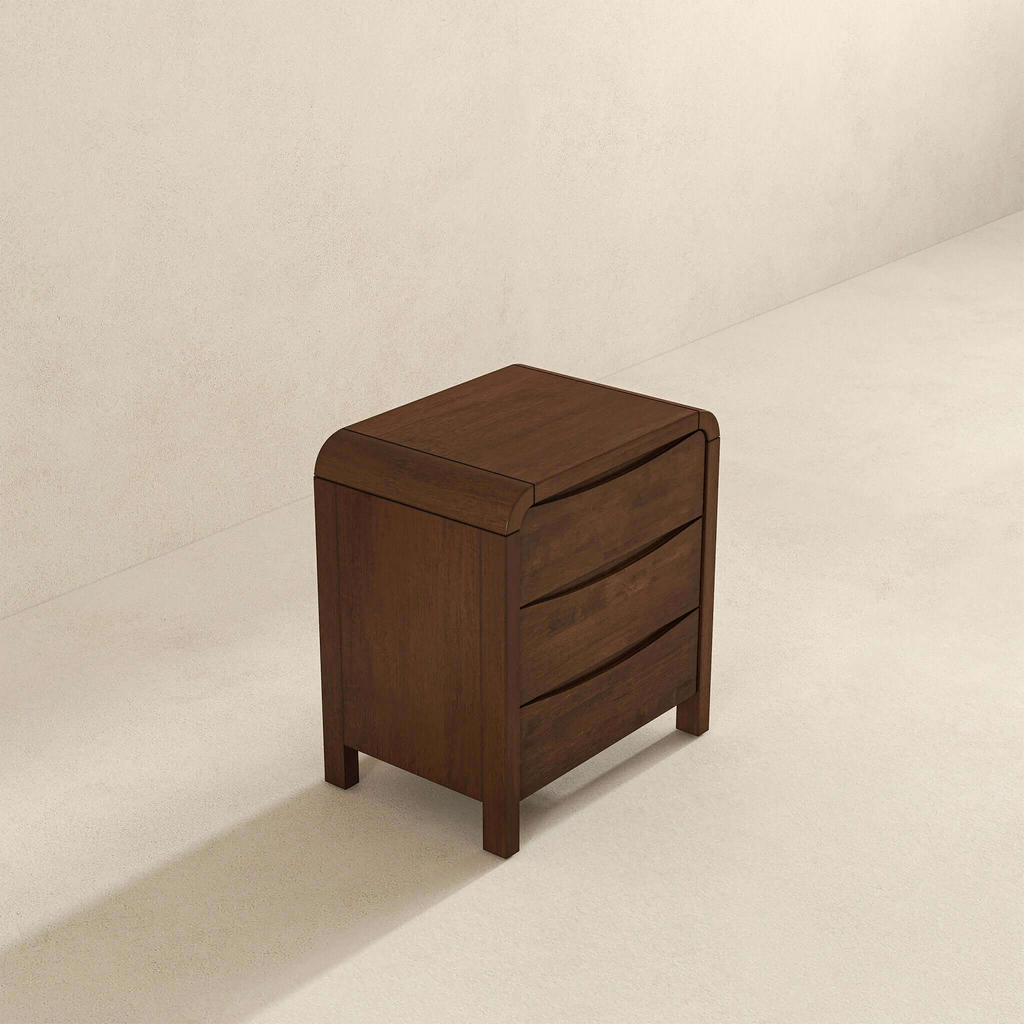 Lionel Mid Century Modern Solid Wood 3-Drawer Nightstand