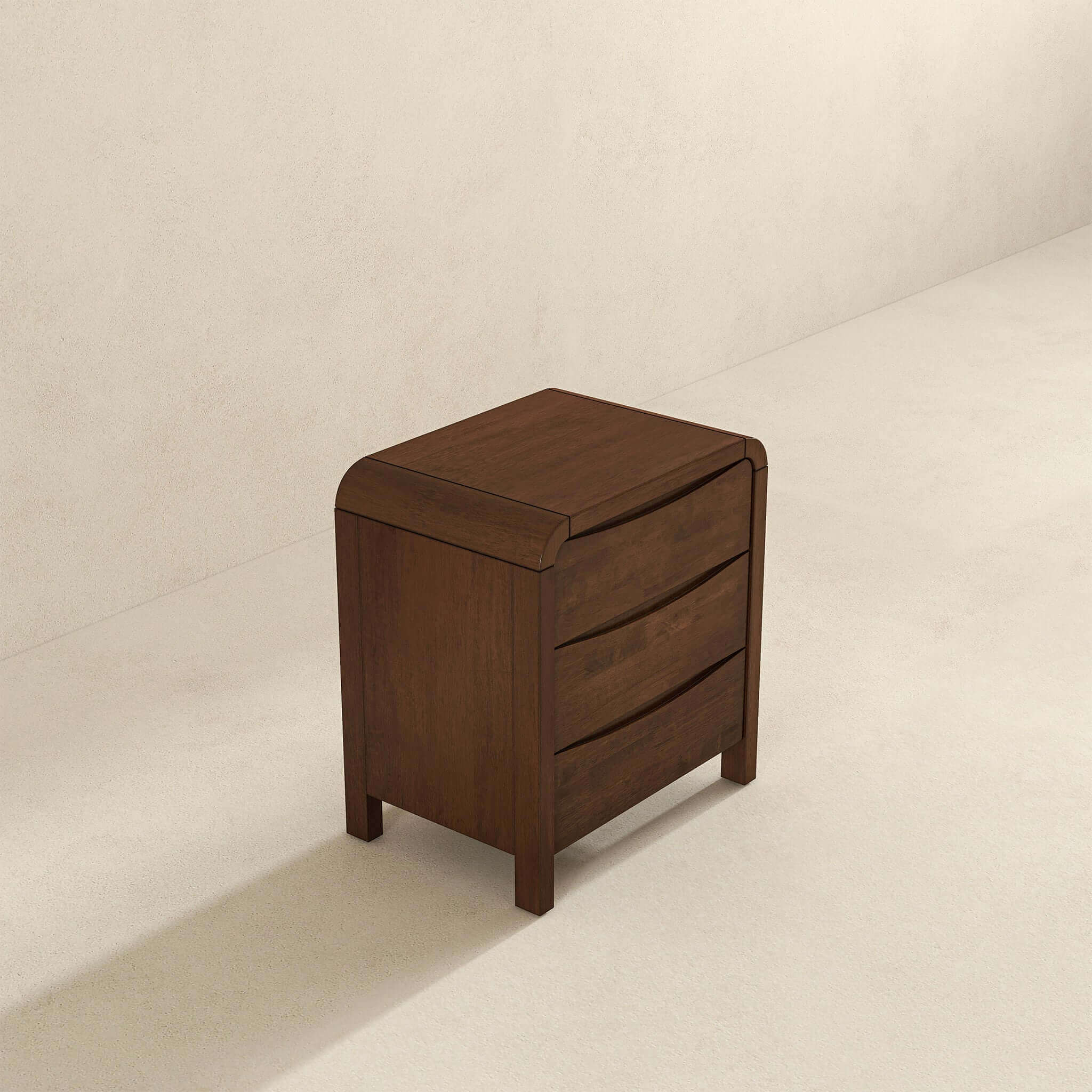 Lionel Mid Century Modern Solid Wood 3-Drawer Nightstand