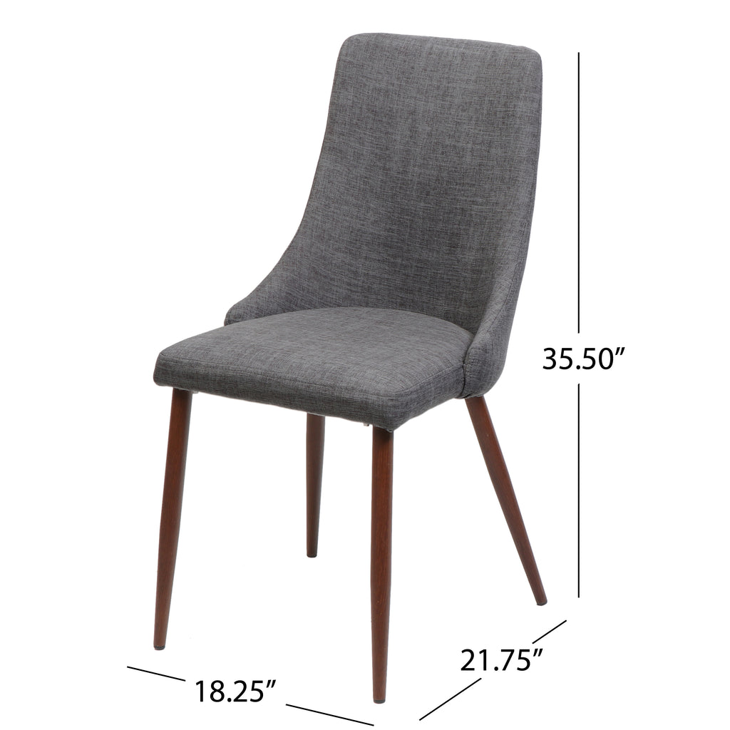 Mid Century Modern Fabric Armless Dining Chairs, Set of 2