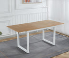 Oak Color Square Extendable Dining Table with Metal Leg