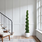 6FT Two-Tone Spiral-Shaped Potted Cedar Tree - 2pcs Set