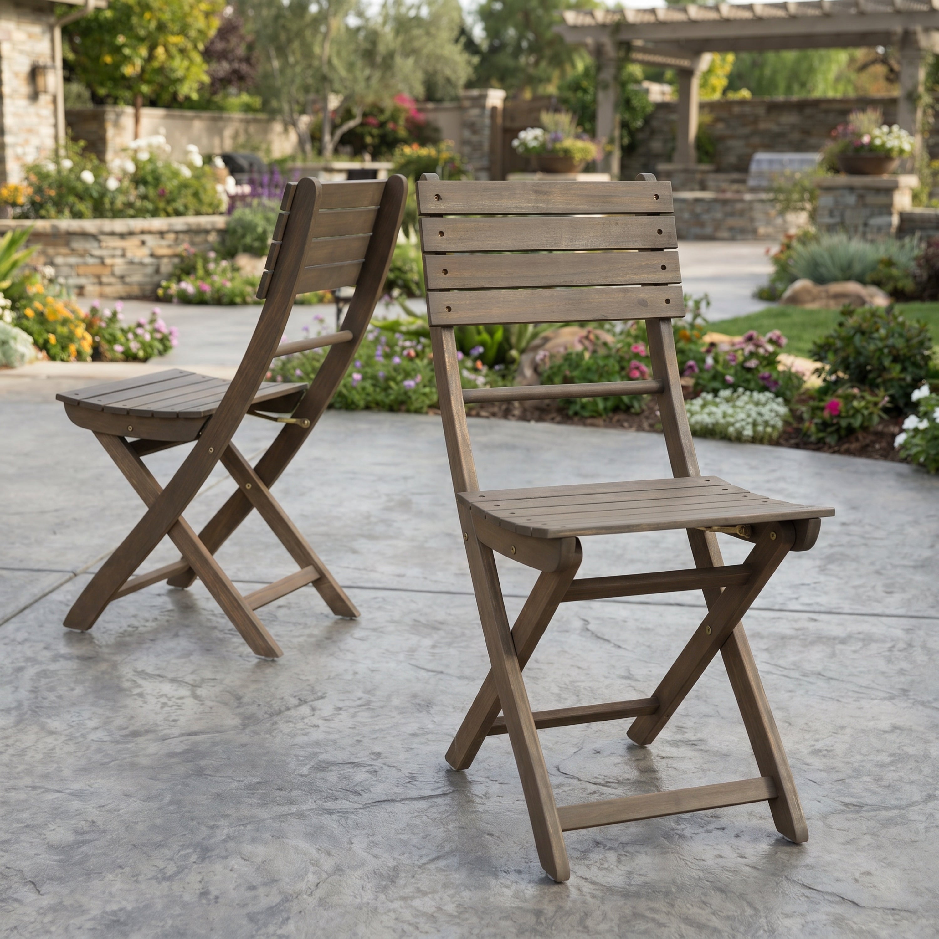 Outdoor Acacia Wood Folding Dining Chair (Set of 2)