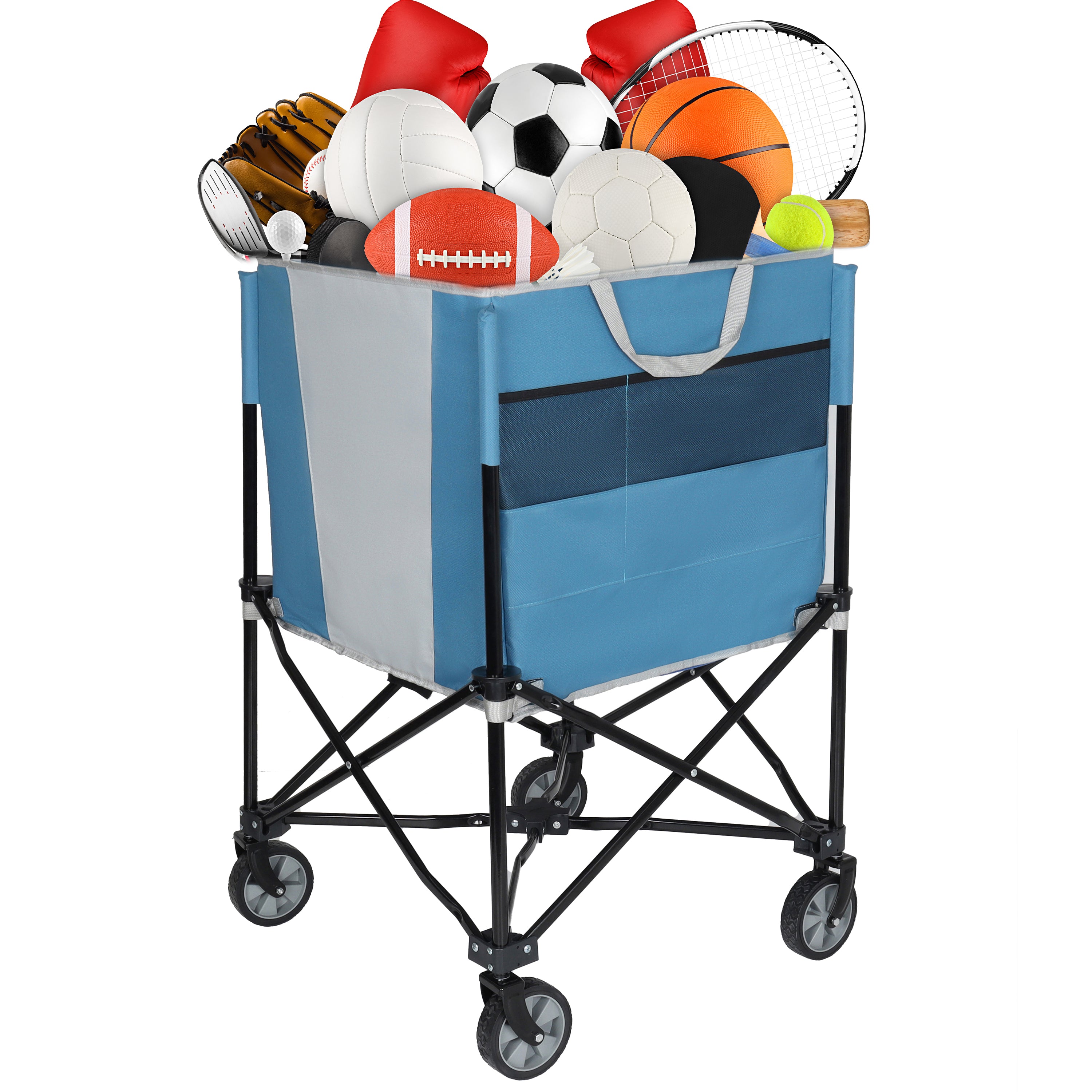 Rolling Ball Storage Cart with Wheels, Blue/Gray