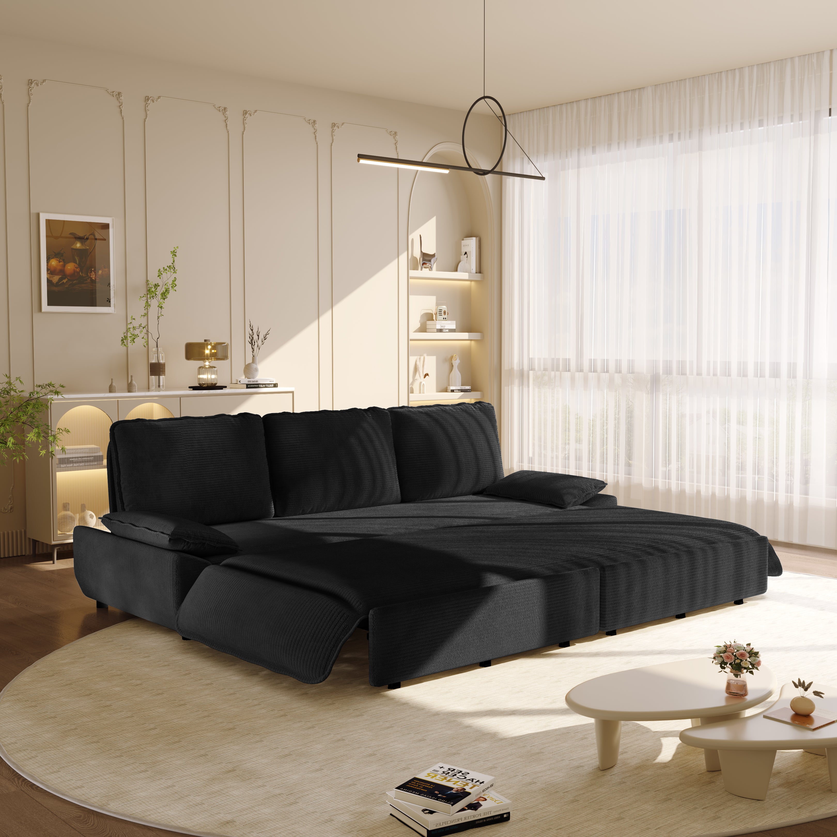 94.5" King Size Pull Out Sofa Bed - 3-in-1 Convertible Sleeper Sofa