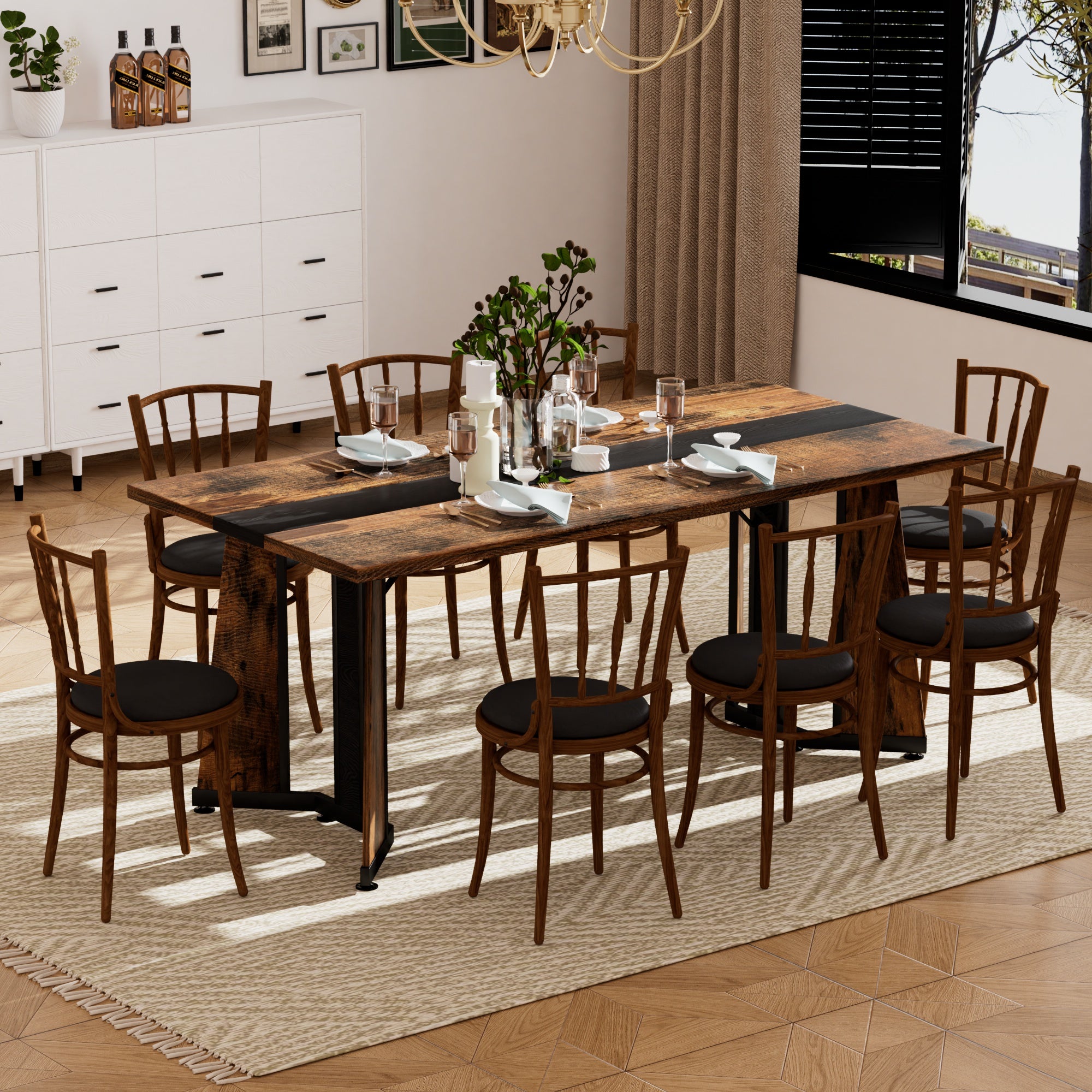 Rustic Large Dining Table for 8 People