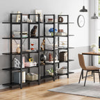 70.07" Height 5-Tier Vintage Industrial Black Bookshelf