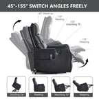 Black PU Single Motor Power Lift Recliner Chair with Massage and Heat