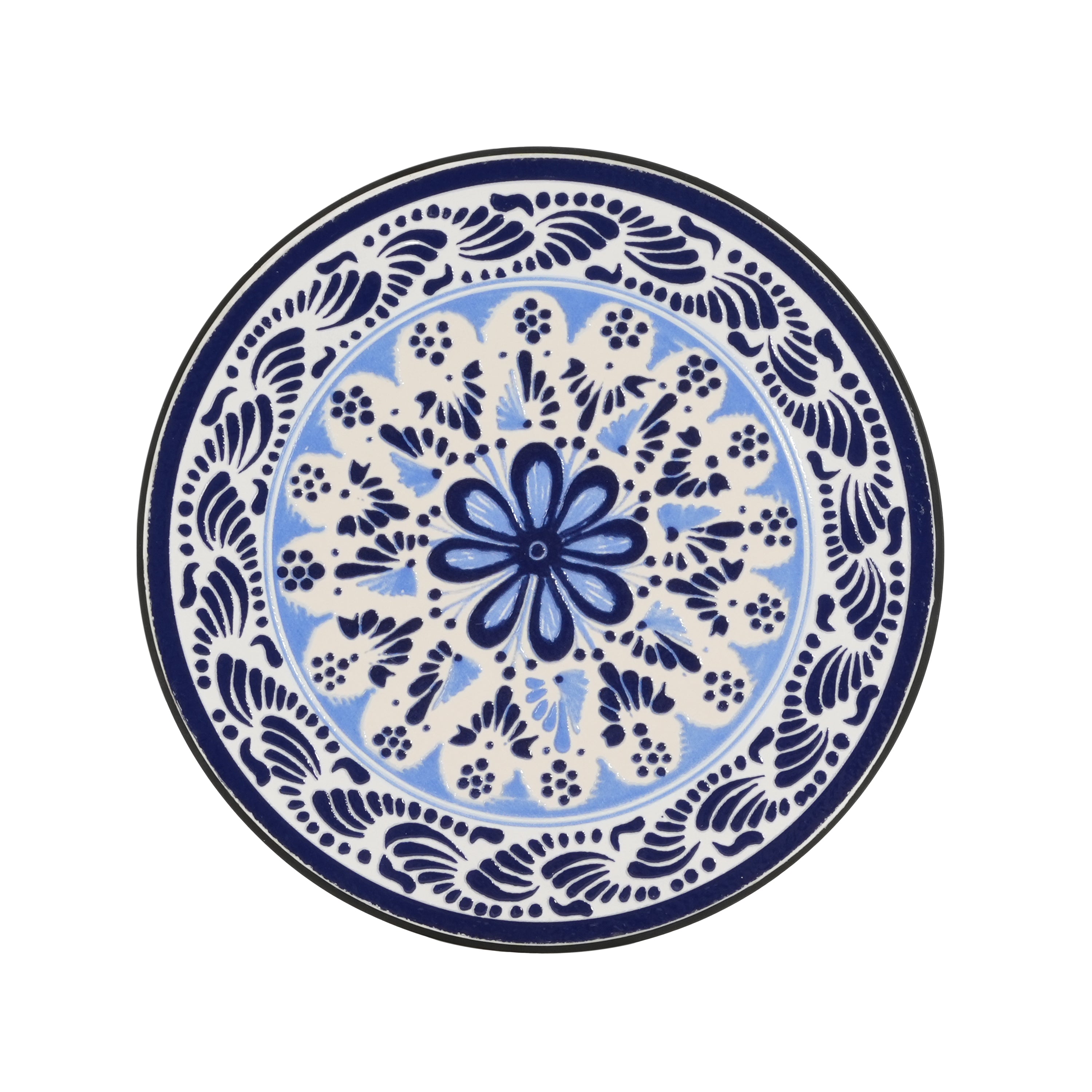 Patio Side Table, Blue + Black
