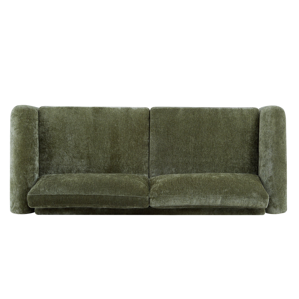 89"L Olive Chenille Sofa