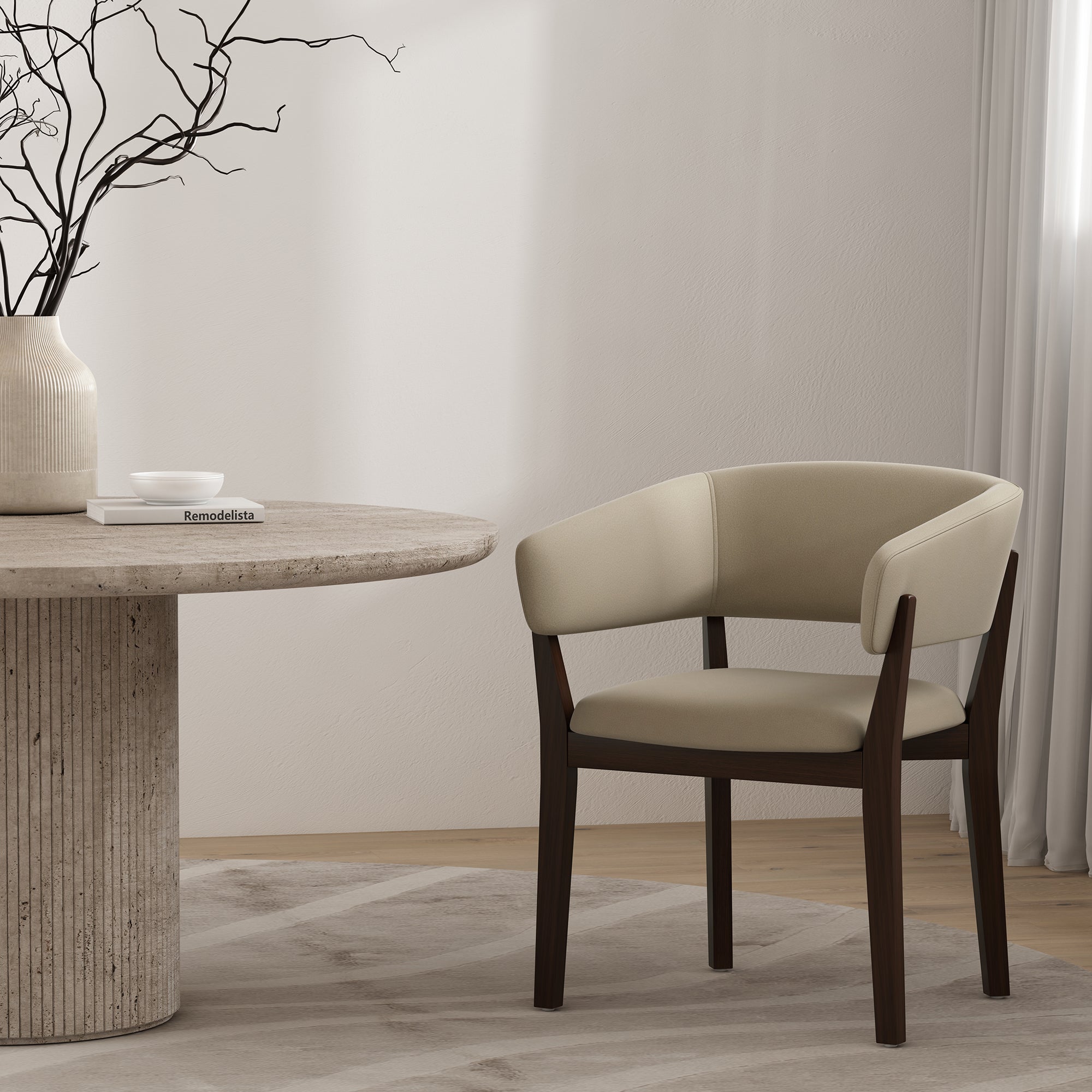 Blake Wood Faux Mohair Armchair