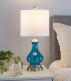 Jasmine 22" Contemporary Glass Accent Lamp in Clear Sapphire