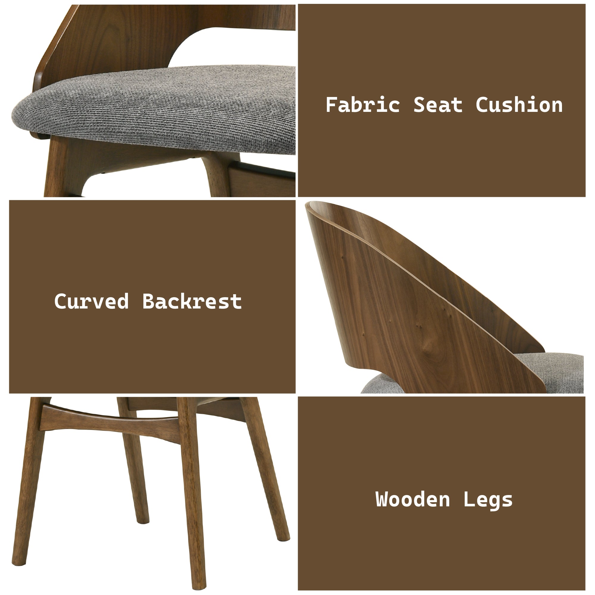Delmon Fabric & Dark Seating for Dining