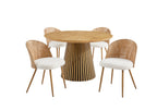 Round Wooden Dining Table + 4 Chairs