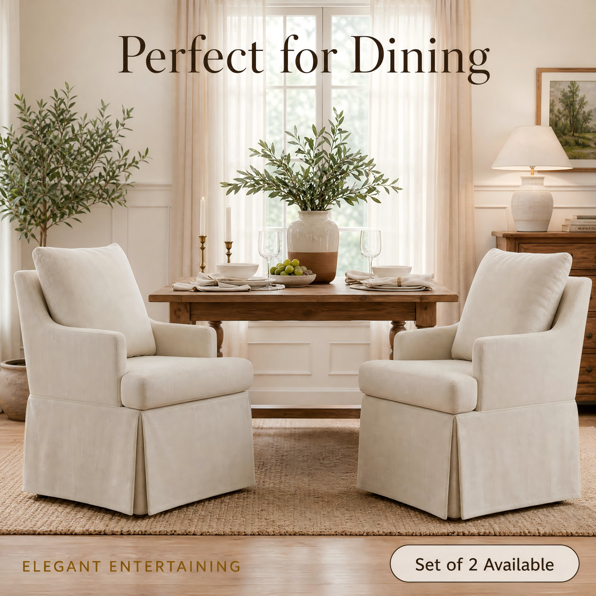 Upholstered Dining Chairs Set of 1, Modern Kitchen Chair Dining Room Chair with 4 Casters