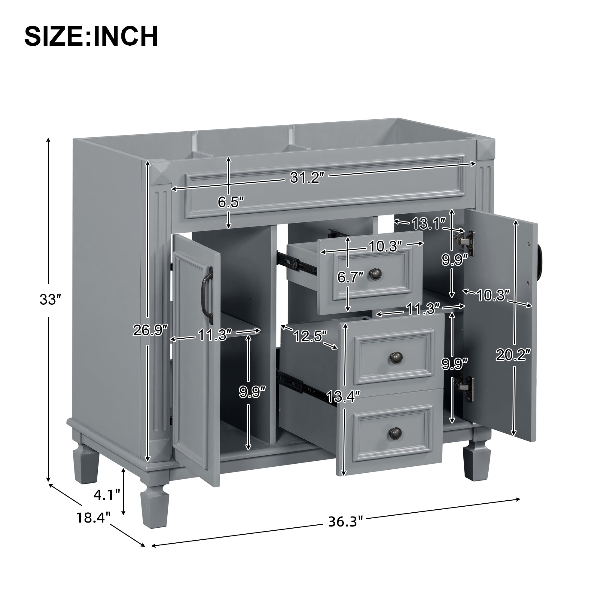 36'' Bathroom Vanity without Top Sink