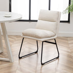 Innes 5-Piece Round Dining Set, Trestle Dining Table with 4 Stylish Chairs, Vanilla