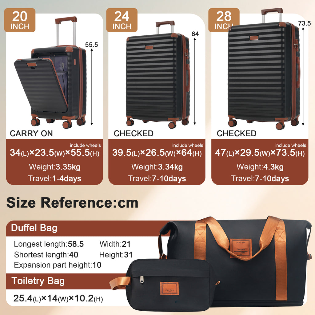 Luggage Set - 5 Piece Hardside Expandable Carry-On