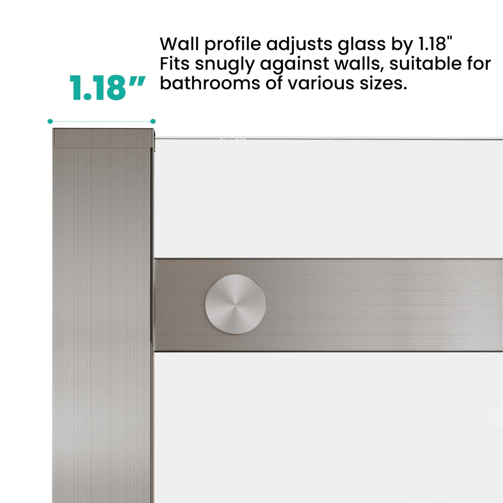 Frameless Sliding Shower Door, 56-60 Inch Width, 76 Inch Height, Brushed Nickel