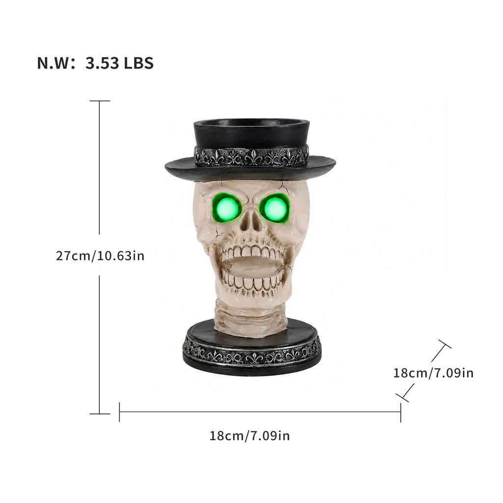 Halloween Skull Candle Holder with Glowing LED Lights