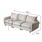 99 in. 3-Piece Modular Free Combination Sectional Sofa Couch