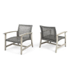 Hampton Wood + Wicker Club Chair Set of 2