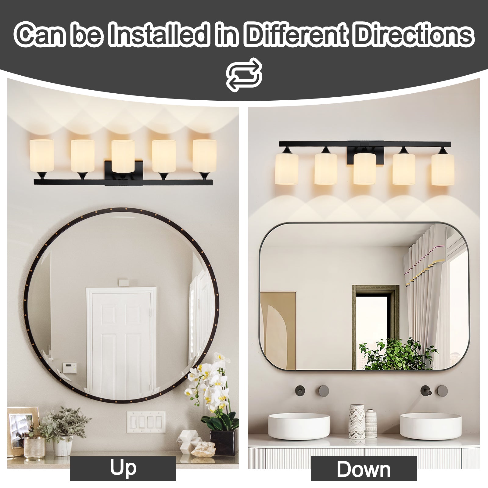 5-Light Matte Bathroom Vanity Wall Light