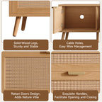 70 Inch Modern TV Stand with Rattan Doors for TVs up to 80"