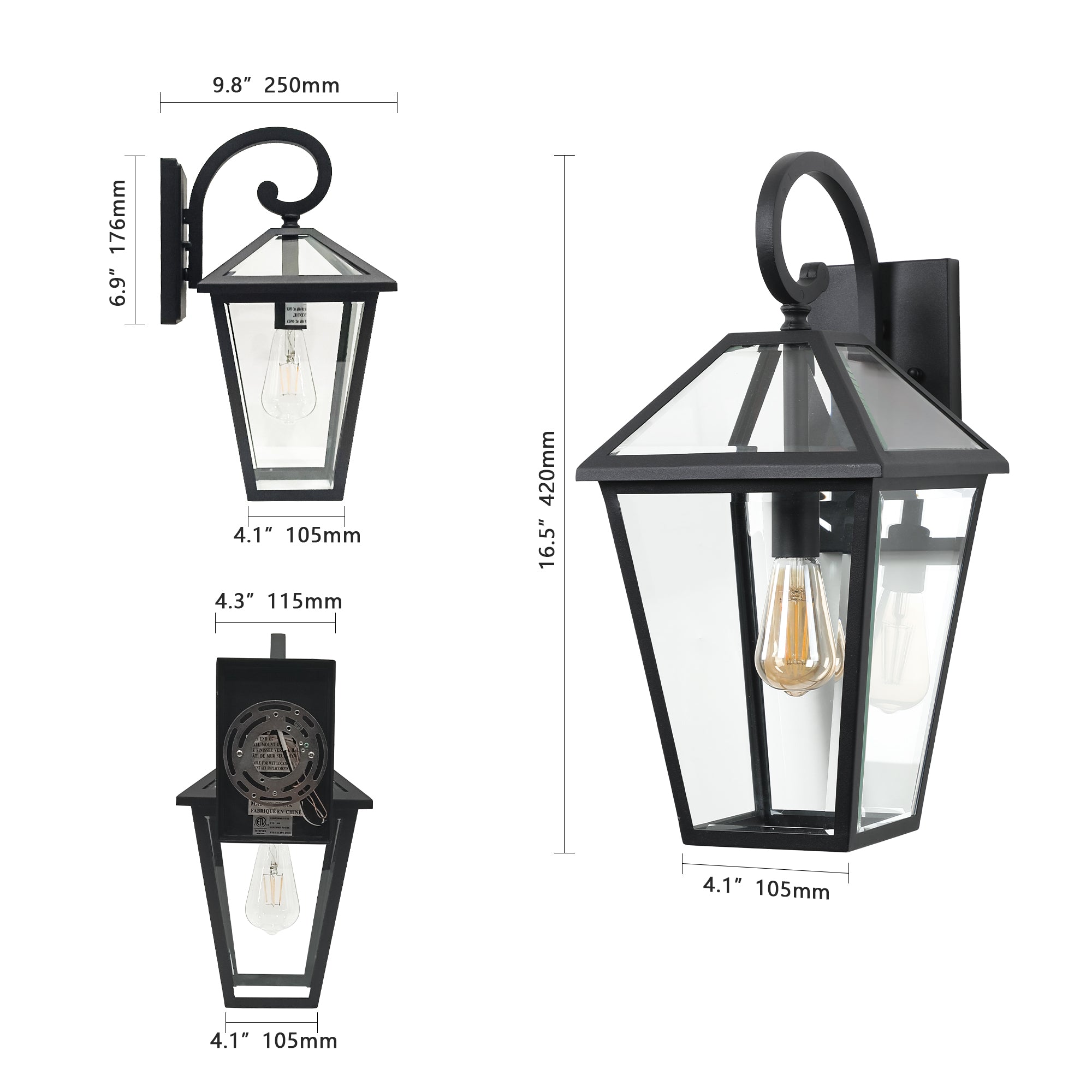 10" 2pcs Outdoor Wall Lanterns